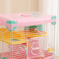 Hamster Cage Multi-Level Villa with Handle, 2-Tier Dwelling with Tunnel Toy, Secure Enclosure Suitable for Syrian and Dwarf Hamsters, Gerbils