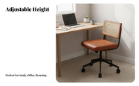 Cane Back Rolling Chair Ergonomic Design Office Seating Reclining Function