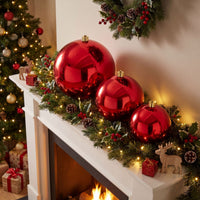 Glossy Christmas Ornament with Gold Cap Reflective Christmas Ornament Round Hanging Baubles Decorative for Holiday Display