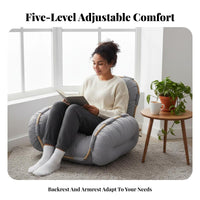Fold-Expandable Floor Couch Space-Saving Adjustable Sleeper Loveseat Soft Cushioning High-Density Foam Filling for Bay Window