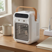 Compact Mini Air Cooler Fan Tabletop Desktop Air Cooler Metal Grille Humidifying Fan Humidifier Function