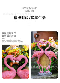 Resin Flamingo Flower Pot with Hand-Painted Finish