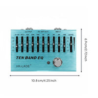 Low Frequency Control 10 Band Equalizer Effect Pedal +/-12 10-Band Band Equalizer Pedal Compact Size Guitar Equalizer Stompbox Long-Lasting Aluminum Alloy for Beginners, Performance, Rehearsal, Practice