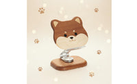 Japanese Dog Breed Phone Stand Wood Construction Wooden Animal Phone Stand Holder Charging Port Access Cute Animal for Office