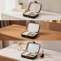 Portable Travel Jewelry Case Hard-Shell Jewelry Organizer with Earring Plate Safeguarding Space-Saving for Women, Travelers, Dresser