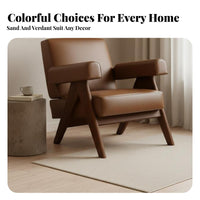 Single-Person Armchair Wabi-Sabi Aesthetic V-Leg Cane Chair Retro Design dense-foam Foam for Adults, Living Room, study corner