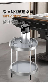麻将机茶几双层棋牌室专用烟缸茶水架麻将桌边几茶水桌轻奢圆茶几