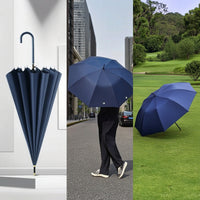Promotional Umbrella with Curved Handle Customizable Long Shaft Umbrella Sturdy Windproof for Advertisers, Advertising Campaigns