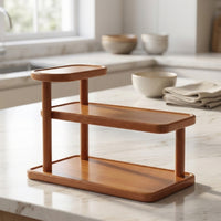 Space-Saving Wooden Desktop Organizer Small Desk Shelf Organizer Sturdy Wooden Desktop Rack Stable for Vanity, Dresser