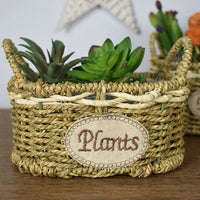Plant Pots with Plastic Liner, Grass Woven Gift Basket for a Flower Girl, Rural Style Storage Basket with Handle, Paper Rope Flower Pots Decor