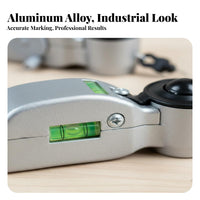 Long-Lasting Design Aluminum Alloy Ink Fountain Wear-Resistant Manual Chalk Line Reel with Level Easy to Use for Woodworkers, Workshop