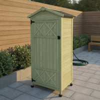 Vertical Outdoor Cabinet with Pitched Roof Freestanding Garden Storage Cabinet Long-Lasting Garden Shed Heavy-Duty for Gardeners