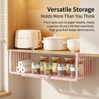Cabinet and Cupboard Metal Hanging Rack for Kitchen Storage, Adjustable Shelf Organizer with Under Paper Towel Holder