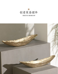 Modern European Light Luxury Gold Hammered Long Tray for Living Room Entryway