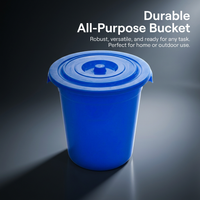 Large Blue Bucket, Round PP Container with Reinforced Handles, Household Water Storage Barrel, Indus - Image 7
