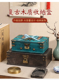 Vintage Wooden Storage Box for Home Organization and Decoration