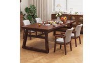 Rectangular Wooden Dining Table Sturdy Trestle Dining Table Reinforced Furniture Stylish for Kitchen, Restaurant