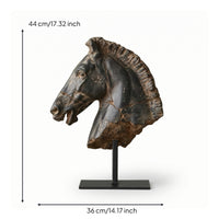 Horse Head Sculpture Weathered Tabletop Ornament with Base Vintage for Study