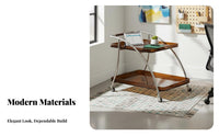 2-Tier Rolling Trolley Transparent Design Mobile Furniture Movable with Casters Vintage Retro-& Aestheticd for Students, Bedroom