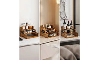 Wooden Seasonings Organizer with Handles 3-Tier Stepped Storage Rack Compact Display Stand Vanity