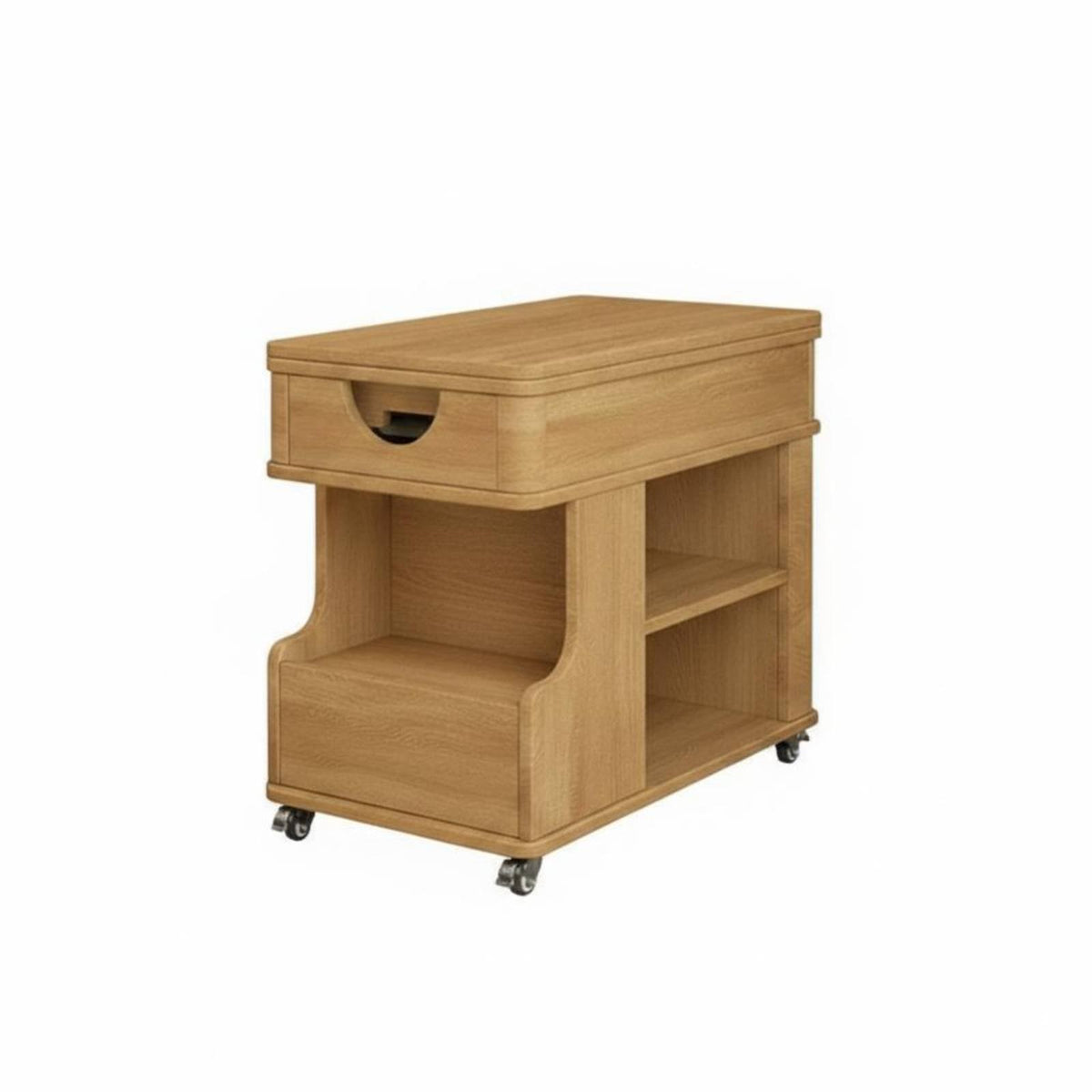 Adjustable C-Shaped Table with casters Rolling Cart Easy Assembly for Sofa Side