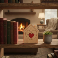 Wooden House Natural Wood House Cutouts Rustic for Windowsill