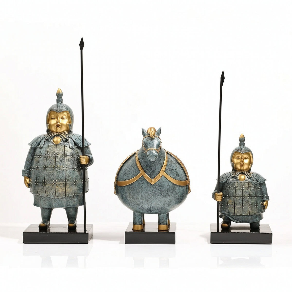 3 Pieces Terracotta Warrior Figurines Collectible Souvenir Elegant for Office