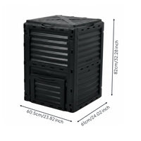 300 L Compost Bin Ribbed Panels Compost Bin Black Outdoor Composter