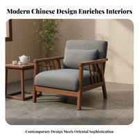Versatile Combination New Chinese Design Reception Seating High-Density Foam Cushions Solid Wood Waiting Room Furniture Comfortable Cushioning Wooden Frame Sofa Set Easy Assembly for Cafe Owners, Restaurant Managers, Couples, Hotel Lobby, Lounge, Home