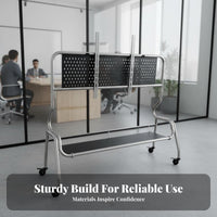 Stainless Steel TV Stand Heavy Duty Mobile Floor Media Console Curved Tube Design Effortless Mobility Built-in Storage Suitable for Renters Bedroom Office Apartment