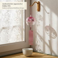 Japanese Style Glass Wind Chime with Cherry Blossom Design, Decorative Hanging Ornament for Gifts and Home Decor