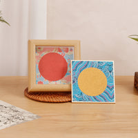 Mini Song Brocade Hard Card Photo Frame, Square 4 Inch, for Calligraphy Display