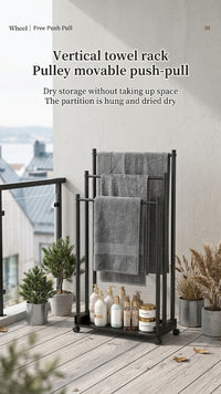 Multifunctional Bathroom Towel Rack with 3 Shelves, Carbon Steel, Powder Coated
