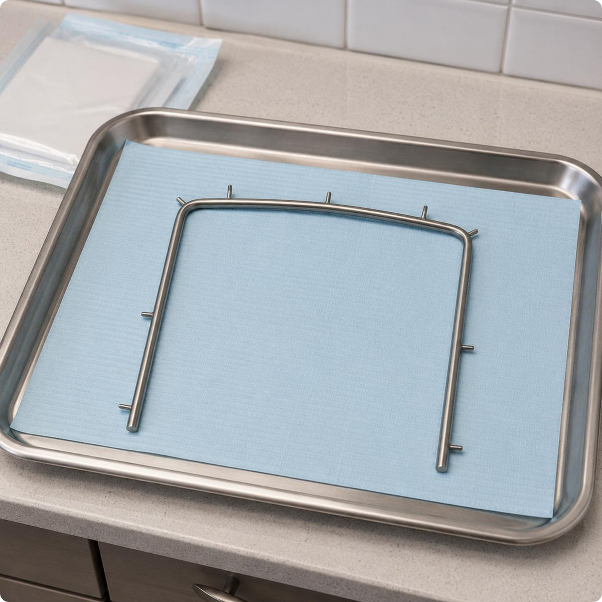 Metal Rubber Barrier Frame Protruding Pins Oral Barrier Frame Curved Top