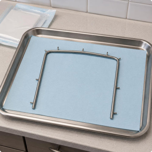 Metal Rubber Barrier Frame Protruding Pins Oral Barrier Frame Curved Top