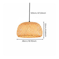 Japanese Style Bamboo Chandelier Southeast Asian Design Woven Bamboo Lampshade LED Bulb Included Indoor Lighting for Restaurant