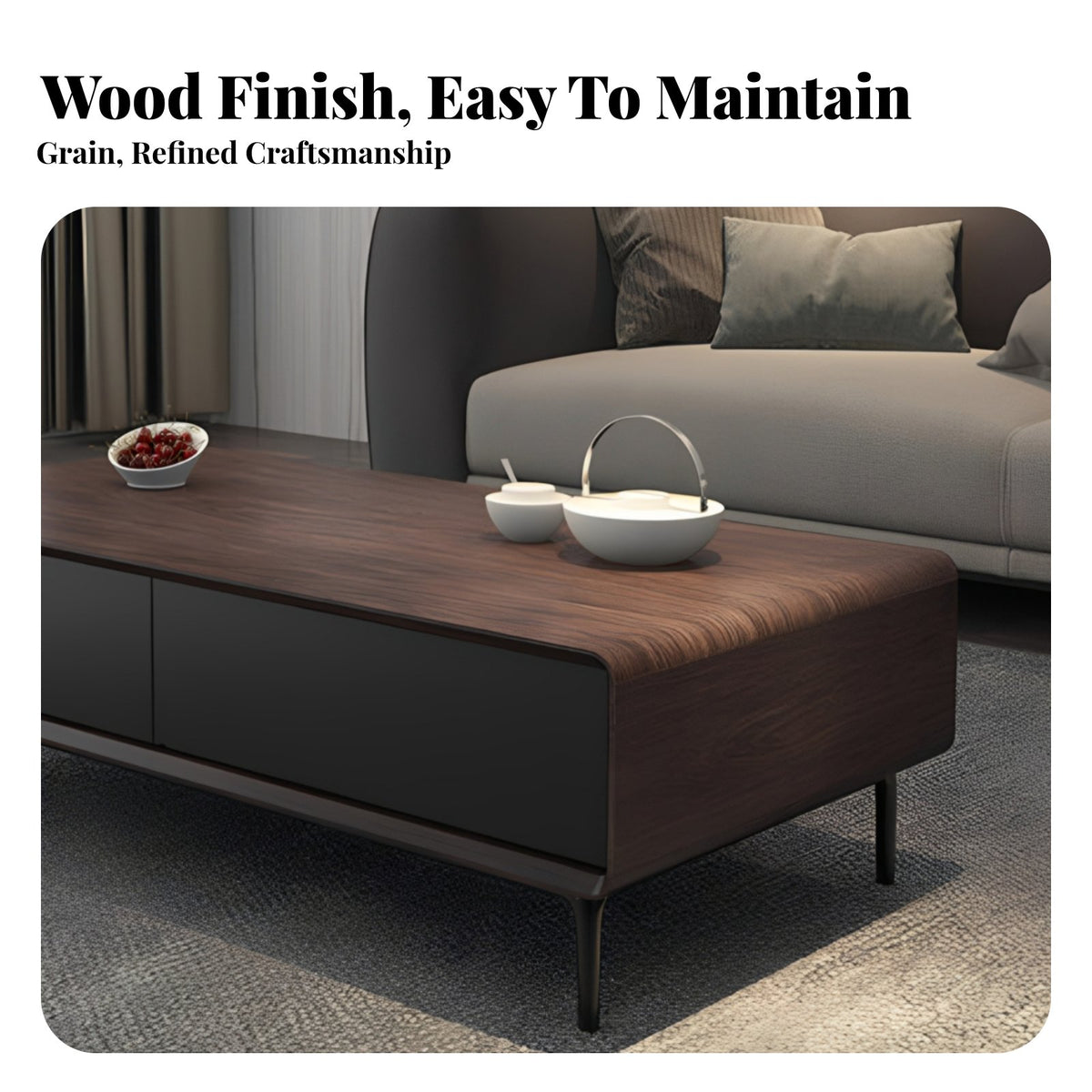 Modern Minimalist design 2-Tier Rectangular Coffee Table Large Storage Space dual-level Rectangular Table Sturdy and Stable Household Furniture scuffResistant for Apartment Dwellers, Homeowners, Families, Living Room, Lounge, Reception Area, Office