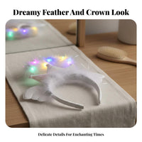 Light-up Celestial Glo Feather Extension Circle Headband Built-in Battery Light-Emitting Crown Celestial Feather Extension