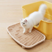 Cat Litter Trapper Double Layer Sifting Tray, Removable PP Material Box Step with Raised Legs, Portable Catcher for Adult Pet Open Top Toilet