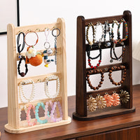 Solid Wood Minimalist Jewelry Display Stand, Multi-layer Organizer for Keychains, Hair Ties, Hair Accessories, Bracelets, for Market Stalls