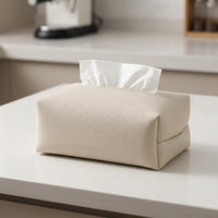 Office Desk Tissue Box Holder for Bathroom Decor, Modern Minimalist PU Leather Tissue Box Cover, Seamless Soft Pouch for Home Office, Rectangular