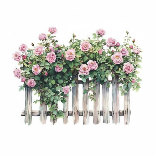 Floral Fence Wall Sticker Self Floral Fence Wall Decal Romantic House Decoration for Hallway, Door, Washroom