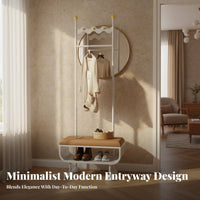 Coat Stand with Shoe Bench 4-in-1 Design Entryway Bench with Hooks Space-Saving