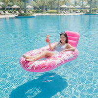 Mesh-Seat Inflatable Pool Lounger with Backrest Cooling Floating Chair Stable Lounger with Backrest Foldable for Adults