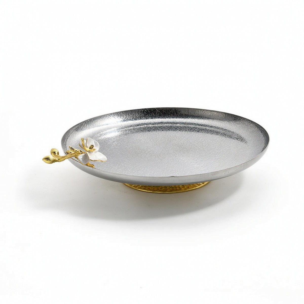Fruit Tray with Base Silver and Gold Serving Platter Polished for Hosts