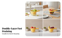 Transparent Double-Layer Fruit Drainer Quick Drainage Measuring Drain Cup Efficient Cleaning Handled Fruit Strainer Portable