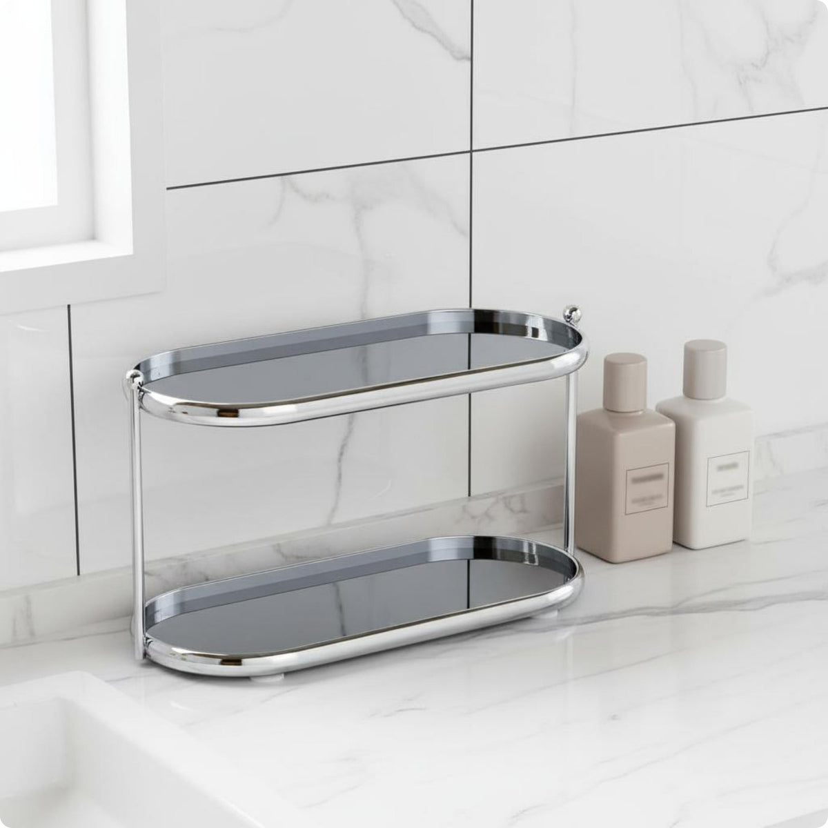 Acrylic Vanity Shelf Space Saving Makeup Display Easily Stands to Clean Household Storage for Desktop