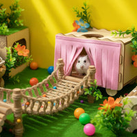 4 Pieces Pet Enclosure Tassel Curtain Provides Shelter for Hamsters, Guinea Pigs