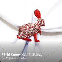 Easter Bunny Napkin Holder Rhinestone Embellished Gilded Hare Napkin Buckle Elegant Crafted Metal Easter Serviette Holder for Holiday Parties