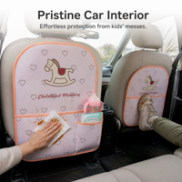 Car Backseat Organizer Kick Mat with Cute Pony Design for Kids